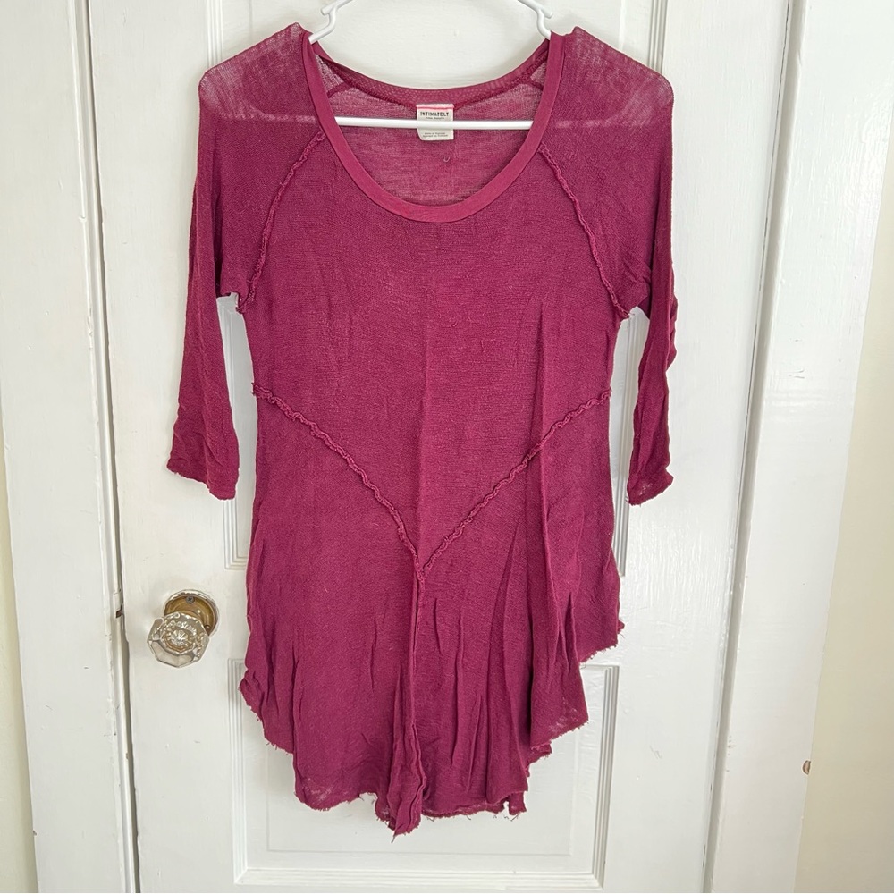 Free people intimately 3/4 sleeve maroon tunic